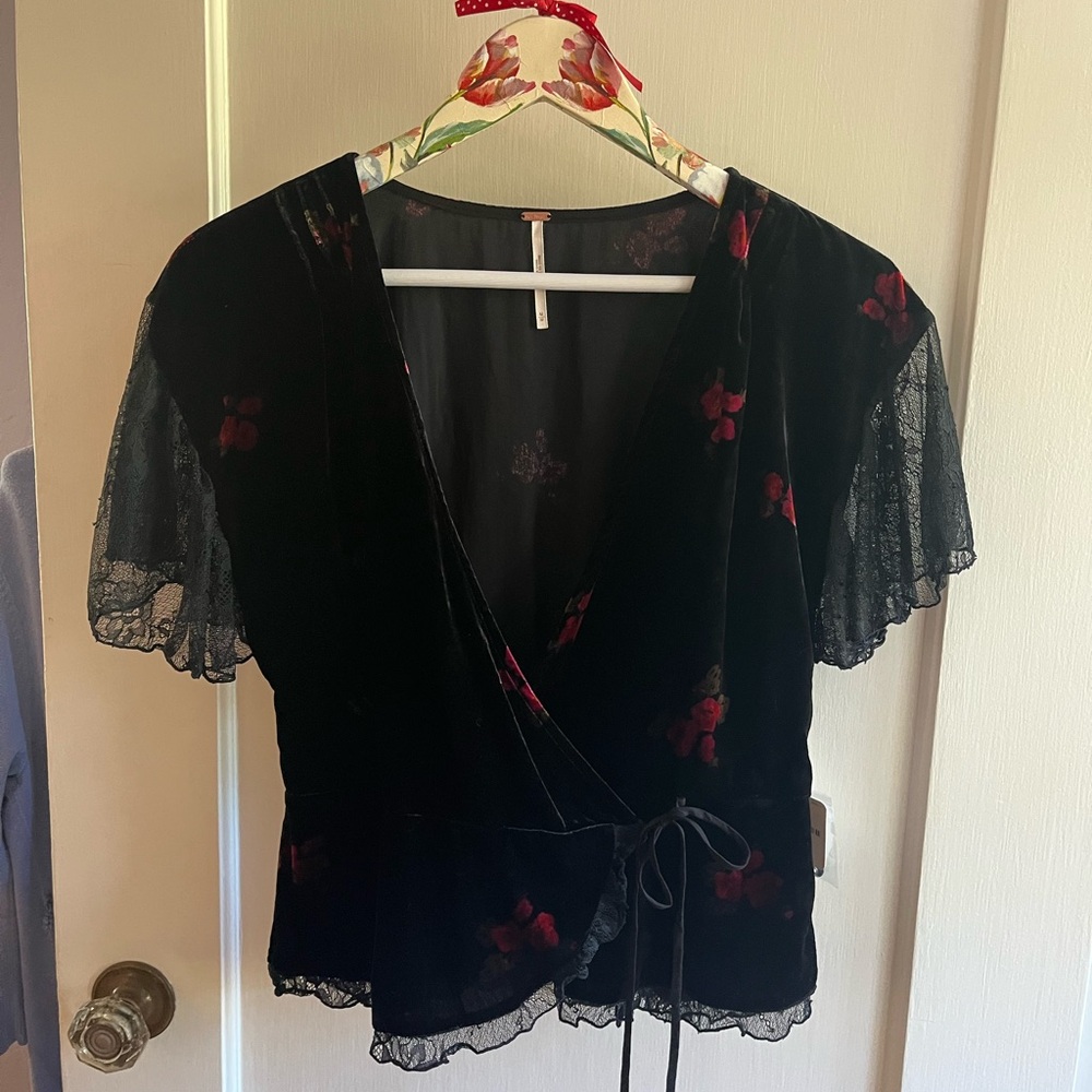 NWT Free People Crushed Velvet Blouse